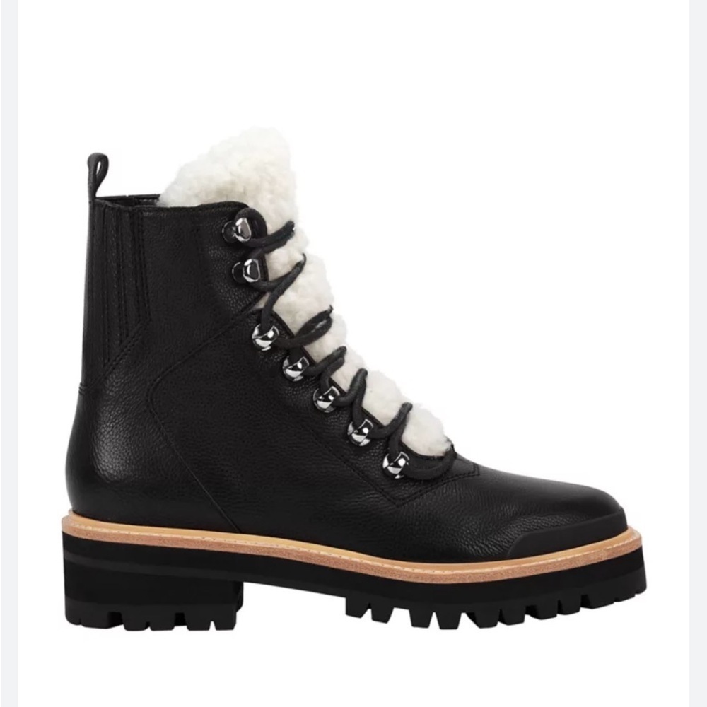 Marc Fisher Izzie Black Lace Up Boots with Shearling